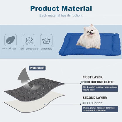 Outdoor Travel Dog Bed Waterproof Anti-Slip 1600D Nylon Cage,Blue,36"x25"