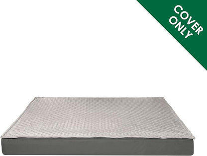 Furhaven Replacement Dog Bed Cover Water-Resistant Indoor/Outdoor Quilt Top Convertible Mattress, Washable - Gray, Jumbo Plus (XX-Large)