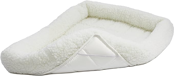 MidWest Homes for Pets Bolster Dog Bed 30L-Inch White Fleece Dog Bed w/ Comfortable Bolster 30-Inch Dog