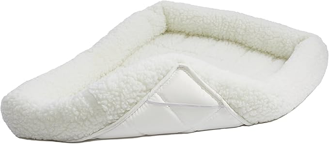 MidWest Homes for Pets Bolster Dog Bed 48L-Inch White Fleece Dog Bed w/ Comfortable Bolster 48-Inch Dog