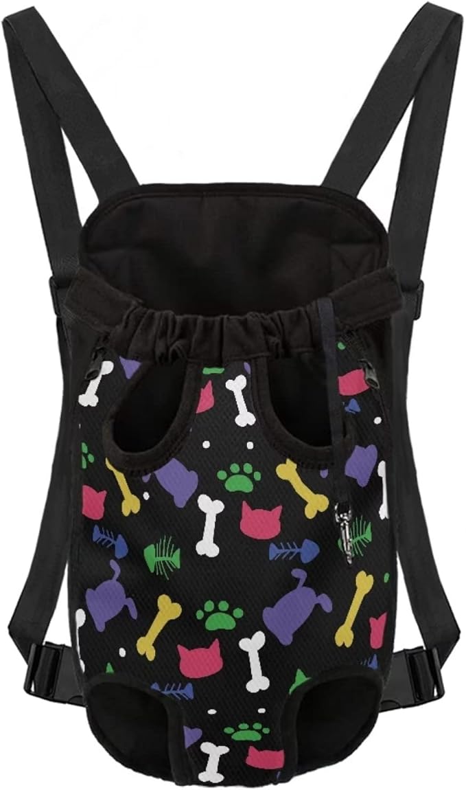 Dog Cats Carrier,Cute Animal Print Softy Sling Shoulder Chest Backpack,Pet Cats Travel Support Bag Legs-Out Breathable Holder Universal Fit Small Medium Large Dog,L