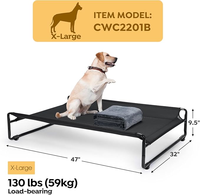 Veehoo Large Elevated Dog Bed with Flannel Dog Blanket CWC2201B