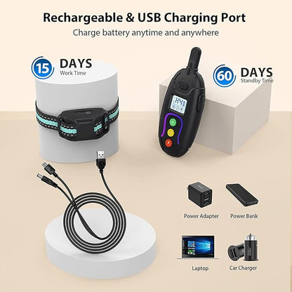 Dog Training Collar with Remote 1200ft Control Range 5-120 lbs IP67 Waterproof (1-8) Shock (1-16) Vibration (1-99) Modes