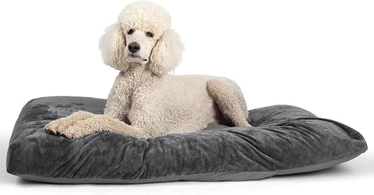 47 Inch Comfort Plush Dog Bed with Granular Foam Sponge Support - Removable Machine Washable Cover, Waterproof Lining, Non-Slip Bottom - Fits Extra Large, Large, Medium, Small Crates (Gray)