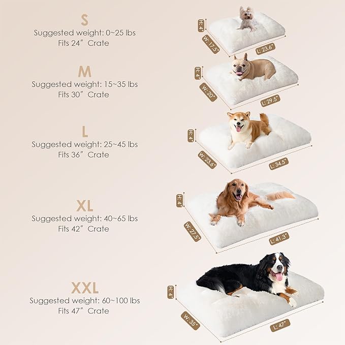 EHEYCIGA Fluffy Dog Crate Bed for Medium Dogs