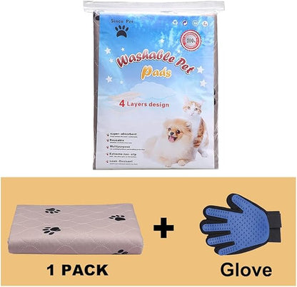 Washable Dog Pee Pads with Puppy Grooming Gloves