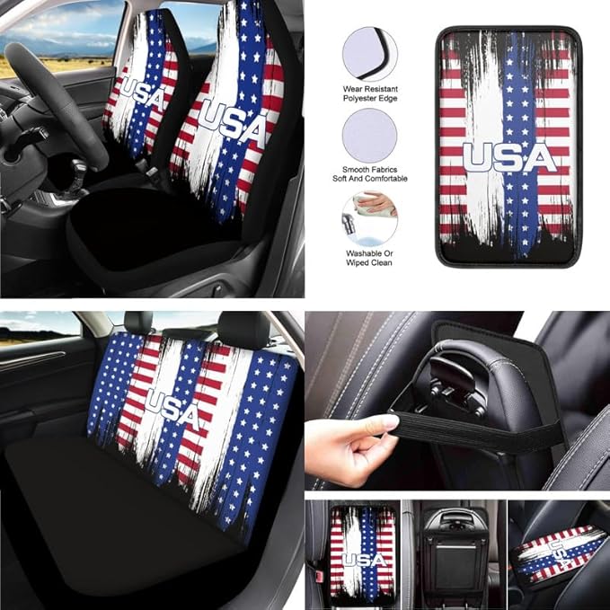 Artistic Splashing American Flag Headrest Cover Seat Cover 4th Full