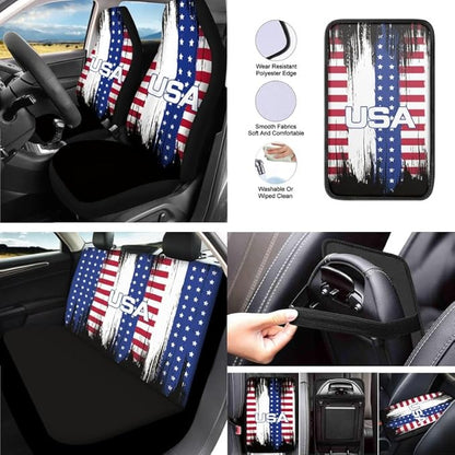 Artistic Splashing American Flag Headrest Cover Seat Cover 4th Full