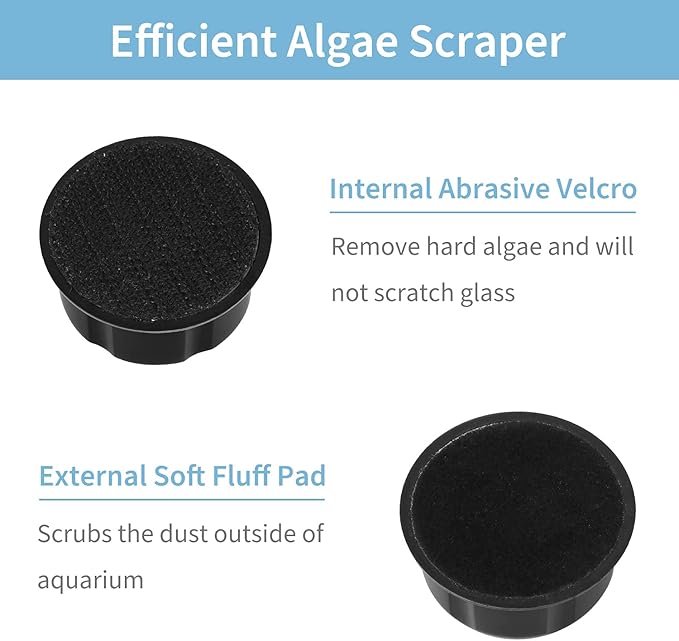 Pawfly Aquarium Magnetic Brush for Glass Fish Tanks 1.5 Inch Stain Scrubber Pads Cleaning Tool for 3/5 Inch Thick Fresh & Marine Aquariums up to 10 Gallons (Not for Acrylic & Plastic Tanks)