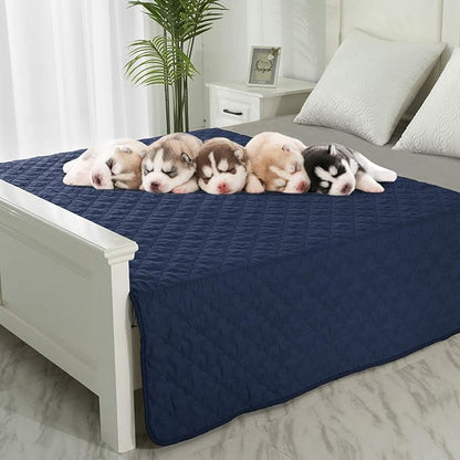 Dog Blankets for Couch Protection Waterproof Dog Bed Covers Pet Blanket Furniture Protector (Navy+Blue 82"x86")