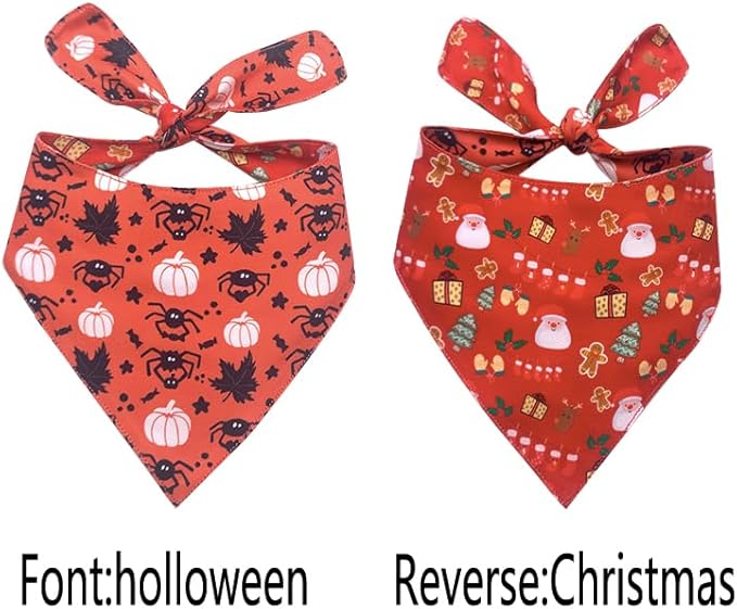 iPeti-Christmas Dog Bandanas -Premium & Silky Poly Fabric 100% Handmade