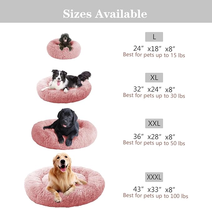 MFOX Calming Dog Bed (L/XL/XXL/XXXL) for Medium and 25/35/55/100lbs