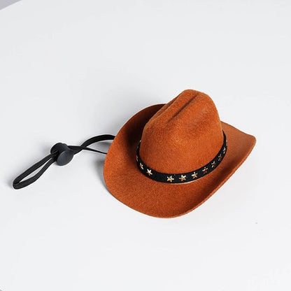 choyaxo Pet Cowboy Costume Cosplay Cap Halloween Costumes for Dogs Cat Pet Party Decoration Mini Cowboy Hat (Brown, Medium)