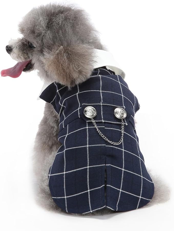 Puppy Tuxedo with Detachable Bowtie Prom Wedding Formal Wear Prince Costume for Small Dog (Small