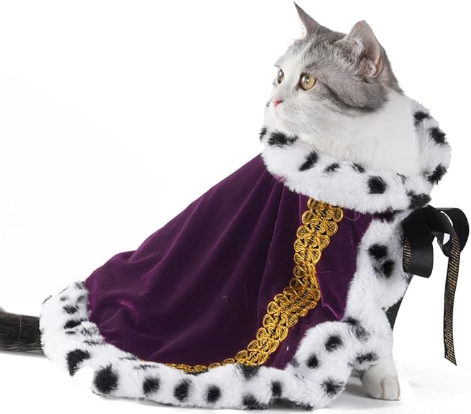 Lovelyshop pet serial Lux Fur Purple Cat Dog Cloak for Halloween costumes