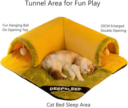 Pet Self-Warming Bed Cat Tunnel Bed (Large(28"*28"*24"))