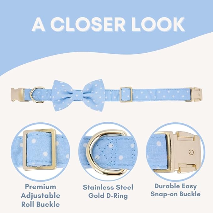 Adjustable Pet Bow Tie and Dog Collar for Small Medium Large Dogs