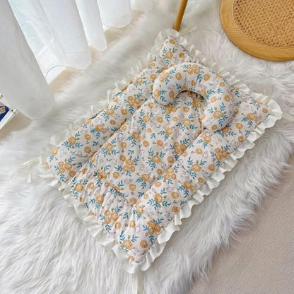 Floral Dog Dog Bed Mat Plush Kennel Pad