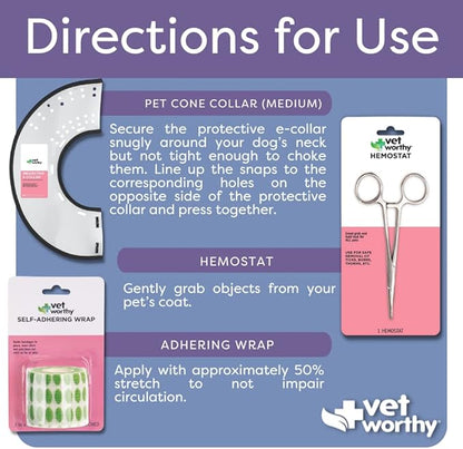 Vet Worthy Dog and Cat First Aid Kit 1 Adjustable 1 Hemostat, 1 Self-Adhering