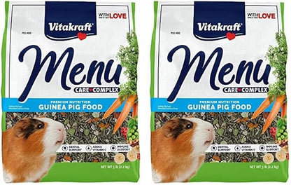 Vitakraft Menu Premium Guinea Pig Food - Alfalfa Pellets Blend - Vitamin and Mineral Fortified 5 Pound (Pack of 2)