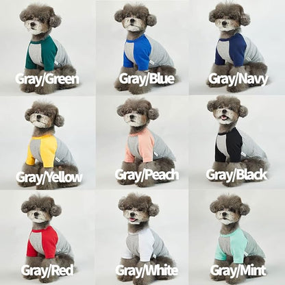 Dog Shirt for Small and Large Dogs Raglan Cotton T-Shirts Soft Breathable Dog Shirts pet Clothes Gray Series (2X-Large