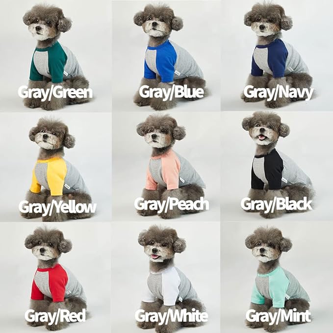 Dog Shirt for Small and Large Dogs Raglan Cotton T-Shirts Soft Breathable Dog Shirts pet Clothes Gray Series (Medium