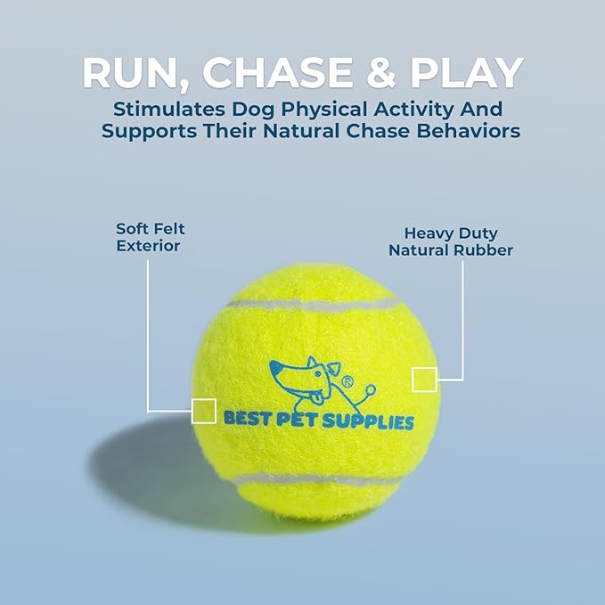 Best Pet Supplies Squeaky Tennis Toys for Dogs, 4-Pack, Heavy-Duty Interactive Pet Toys for Throwing and Fetching, Supports Exercise and Natural Behavior Training, Durable - Small