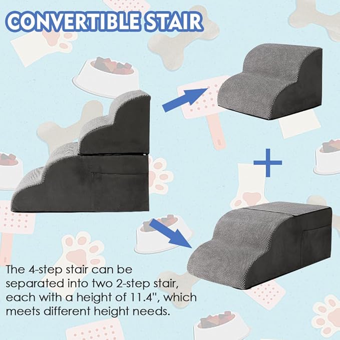 Furnishh Dog Stairs for Small Dogs High Bed Couch Chair 22.8 Inches 4-Step Pet