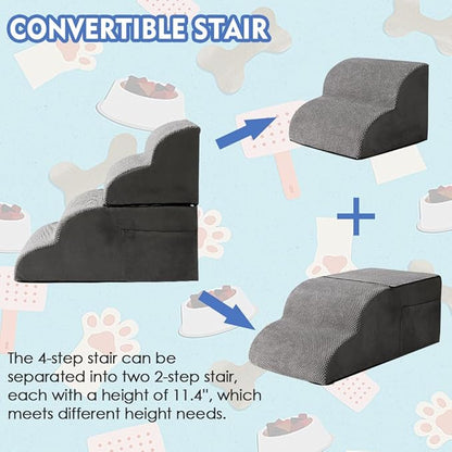 Furnishh Dog Stairs for Small Dogs High Bed Couch Chair 22.8 Inches 4-Step Pet