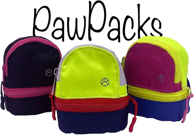 LLC Dog Backpack, Cat Backpack, Small Carrier | Clip on Harness or Leash, Fun Pet Treat Holder, Toy Bag, or Waste Dispenser | OG Neon Series Color (Neon Explorer)