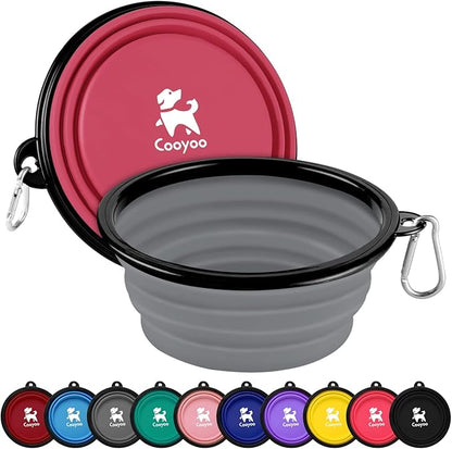 COOYOO Collapsible Dog Bowl,2 Pack Collapsible Dog Water Bowls for Cats Dogs,Portable Pet Feeding Watering Dish for Walking Parking Traveling with 2 Carabiners