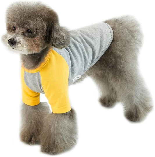 Dog Shirt for Small and Large Dogs Raglan Cotton T-Shirts Soft Breathable Dog Shirts pet Clothes Gray Series (Small
