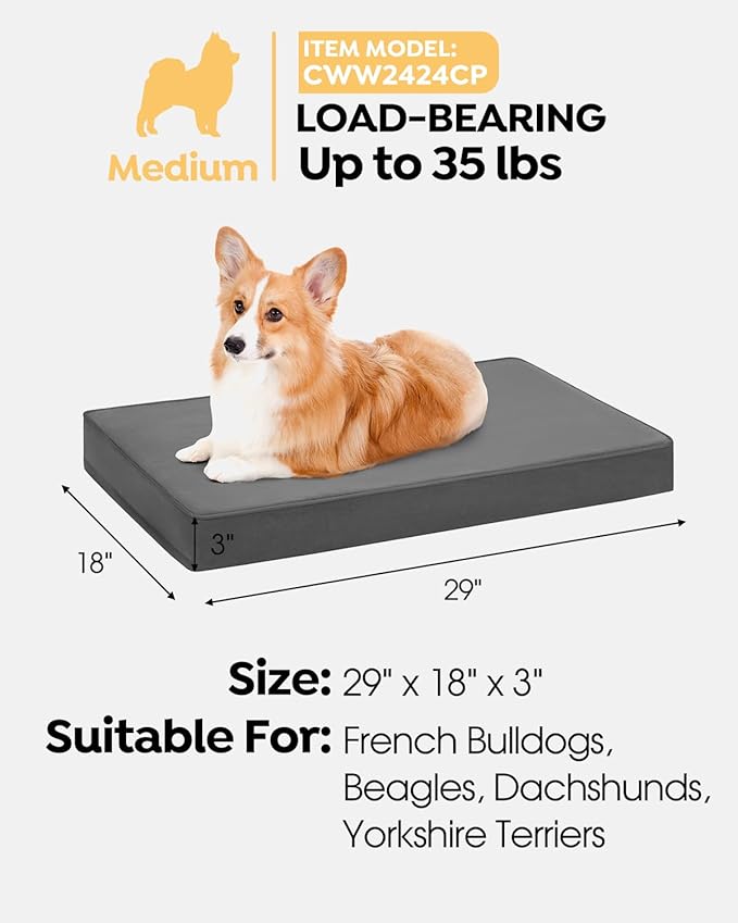 Veehoo Memory Foam Dog Bed for Medium Dogs-Orthopedic Dog Bed with Removable Washable Cover