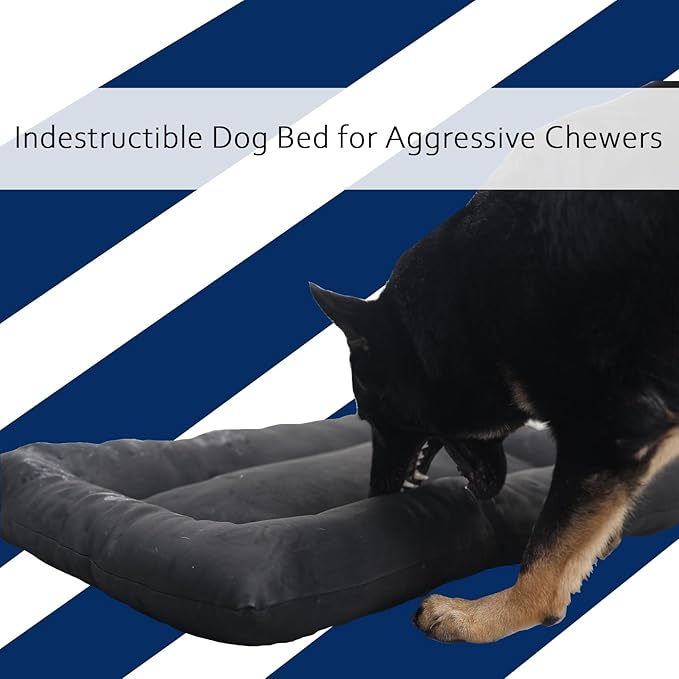 Indestructible Dog Bed for Aggressive Chewers Large Breed for Crates 42x28,Black