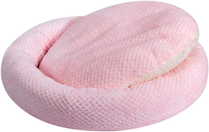 WONDER MIRACLE Fuzzy Deluxe Pet Beds, Super Plush Dog or Cat Beds Ideal for Dog Crates, Machine Wash & Dryer Friendly (24" x 24", Pink)