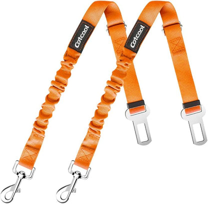 Dog seat Belt 2 Pack Adjustable Elastic Durable Nylon Pet Dog Car Seat Belt Pet Puppy Safety Leash Leads Car Vehicle Seatbelt for Dogs,Cats and Pets (Orange)