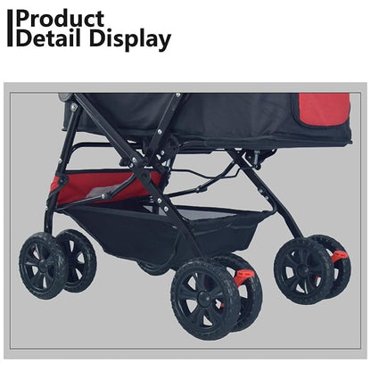 Reversible Handlebar Pet Stroller for Medium Dogs 360 Rotating 2 Security