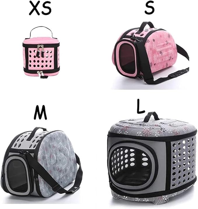 Pet Bag Outdoor Portable Pet Breathable Shoulder Bag Handbag Space EVA Cats Dogs Backpack Folding Travel Shoulder Bag Cats Dogs (Pink, S)