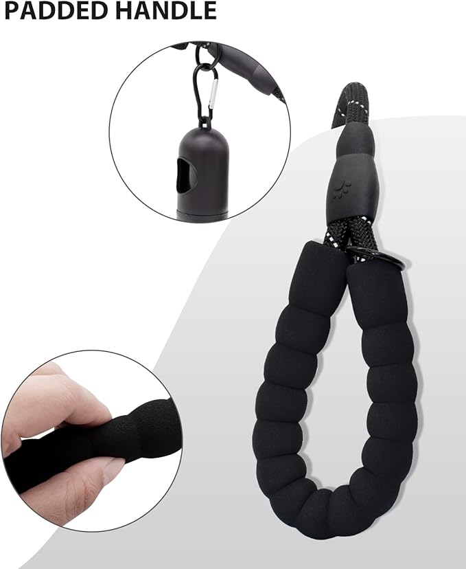 Dog Leash Heavy Duty 4/5/6FT Reflective 4'*1/2'', Black