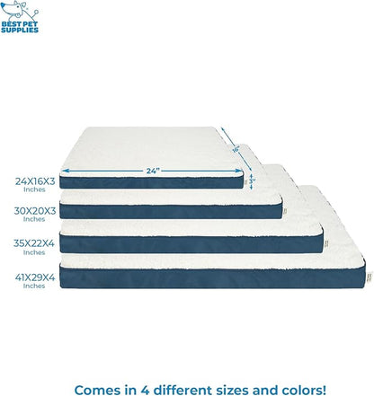 Best Pet Supplies Cute Dog Crate Mat Flat Bed with Waterproof Exterior 24X16X3