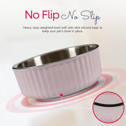 Stainless Steel Pet Bowl - Dog Food Bowl with Anti-Skid Bottom - Metal Cat Bowls - Water Bowl for Small, Medium, and Large Pets - Rust-Proof and Dishwasher-Safe (Pink, 40 Oz/1200ml)