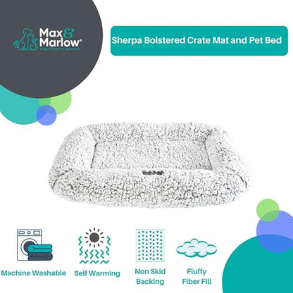 Max & Marlow Plush Sherpa Bolstered Crate Mat Dog & Cat Bed