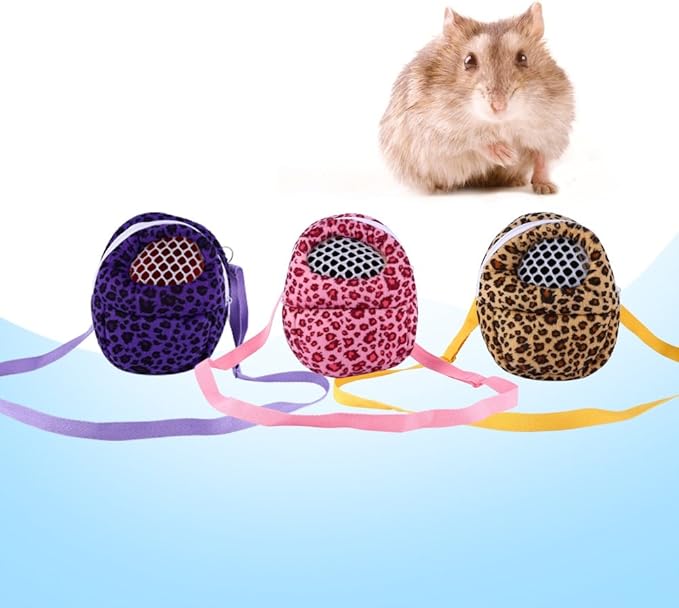 Three Sizes Small Pets Carrier Bag Hedgehog Hamster Mouse Outgoing Bags Leopard Portable Travel Backpack with S, M