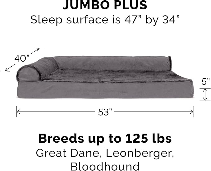Furhaven Memory Foam Dog Bed for Large Dogs w/ Removable Bolsters & Washable Cover 125 lbs