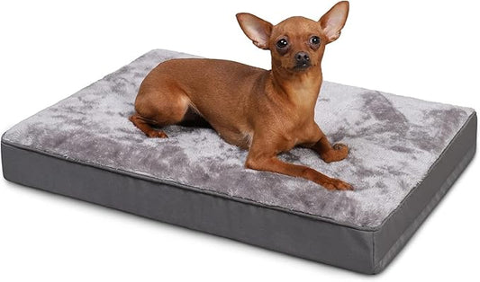 Orthopedic Dog Bed Waterproof Deluxe Plush Dog Beds with Removable Washable Cover Anti-Slip Bottom Pet Sleeping Mattress for Large 17 x 12 inch,
