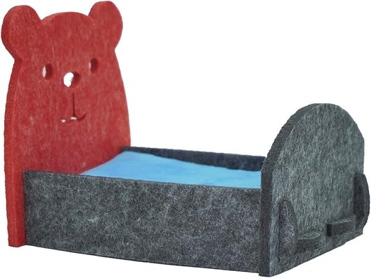 Felt Hamsters Bed, Small Animal Bed with Soft Mat, Small Pets Gift for Small Chinchilla Hamsters Hiding Sleeping(Black)