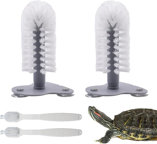 4 PCS Turtle Shell Brush with Suction Cup for Tank, Turtle Scrub Brush Turtle Scratches Back Brush Triple Strong Suction Turtle Shell Cleaning Brush Aquarium Turtle Tank Accessories Tortoise Supplies