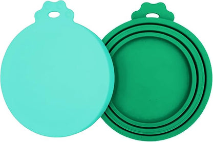 2 Pack Pet Food Cans Lids, Silicone Food Can Covers for Dog and Cat, BPA Free/Food Safe/Universal, One Fit Most Standard Size Food Can Top Teal/Dark Green