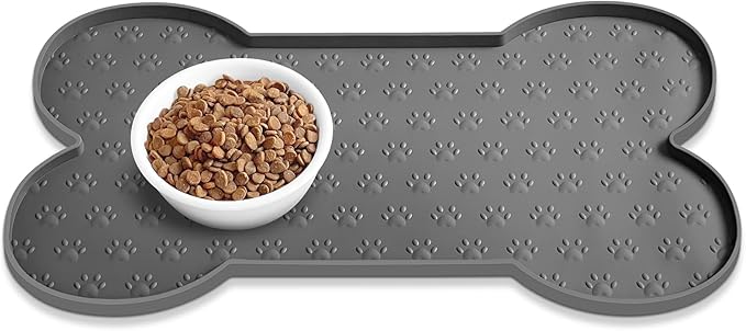 Dog Food Mat Anti-Slip Silicone Dog Bowl Mat Thicker Pet Placemat Waterproof Cat Feeder Pad with Raised Edge Puppy Kitten Feeding Mats Suitable Small Medium-Sized Dogs Cats Eating Tray