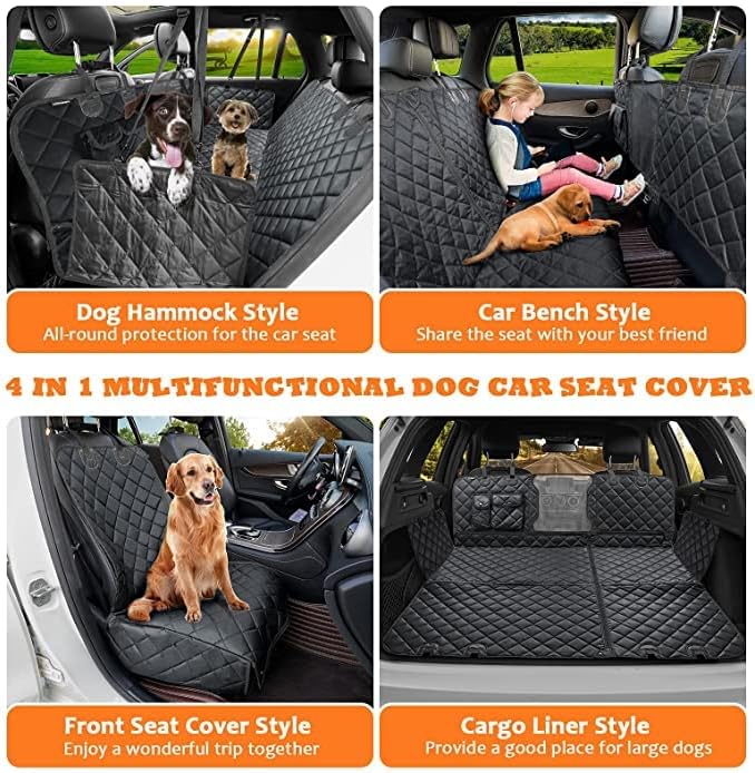 CHEWCREW 4-in-1 Dog Car Seat Cover Waterproof Pet